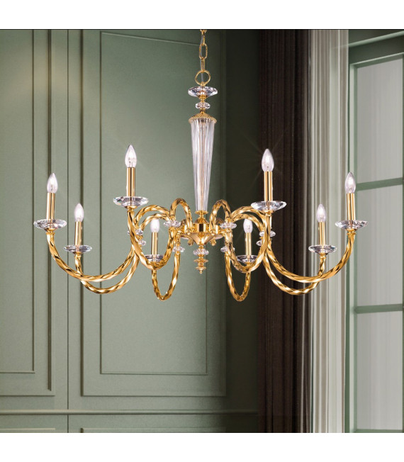 Kronleuchter ohne Lampenschirme Imperio 24 Karat Gold 8 Glühbirnen 75cm