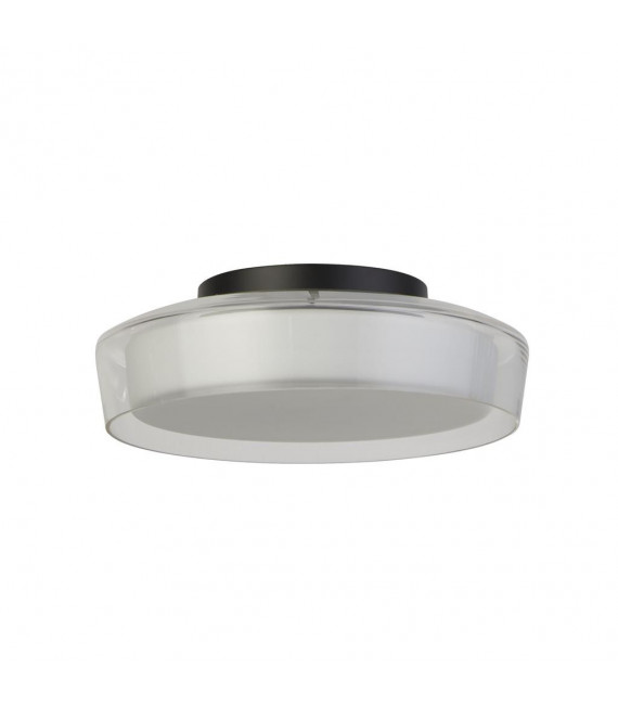 Plafonnier salle de bains Puck Verre,acier doux Noir mat,Transparent,opale ampoules cm