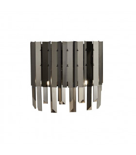 Design wall lamp Rotunda 2 bulbs Glass, stainless steel, mild steel Black chrome, Smoked