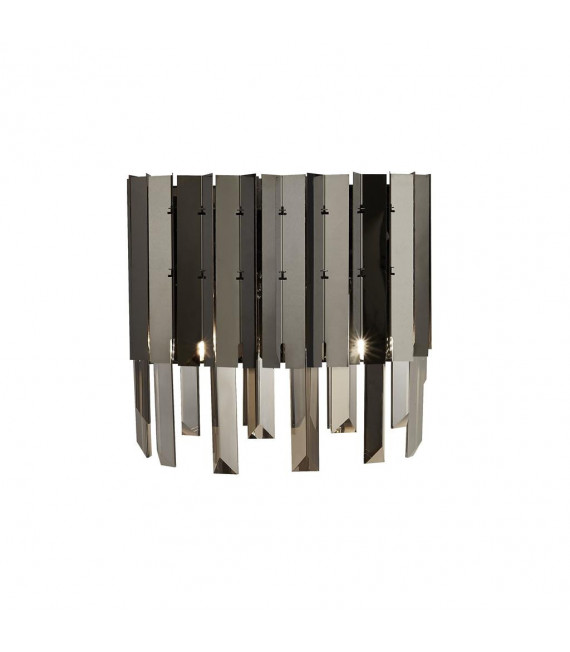 Design wall lamp Rotunda 2 bulbs Glass, stainless steel, mild steel Black chrome, Smoked