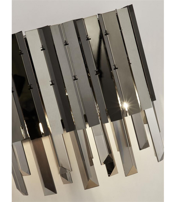 Applique design Rotunda 2 ampoules Verre,acier inoxydable,acier doux Chrome noir,Fumé