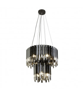 Rotunda Pendant Glass, stainless steel, mild steel Black chrome, smoked glass 9 bulbs 40cm