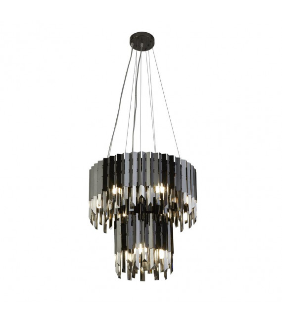 Rotunda Pendant Glass, stainless steel, mild steel Black chrome, smoked glass 9 bulbs 40cm