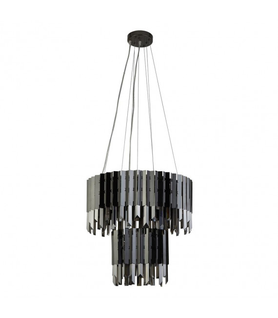 Colgante Rotunda Vidrio, acero inoxidable, acero dulce Cromo negro, vidrio ahumado 9 bombillas 40cm