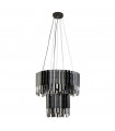 Rotunda Pendant Glass, stainless steel, mild steel Black chrome, smoked glass 9 bulbs 40cm