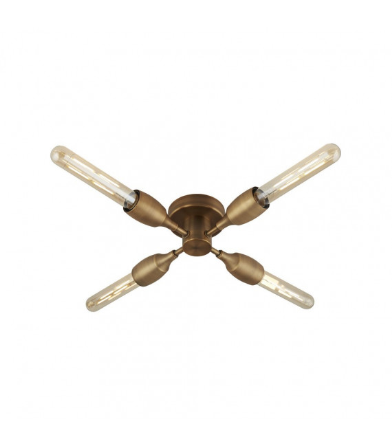 Plafonnier Tubes Acier doux Bronze 4 ampoules 8cm