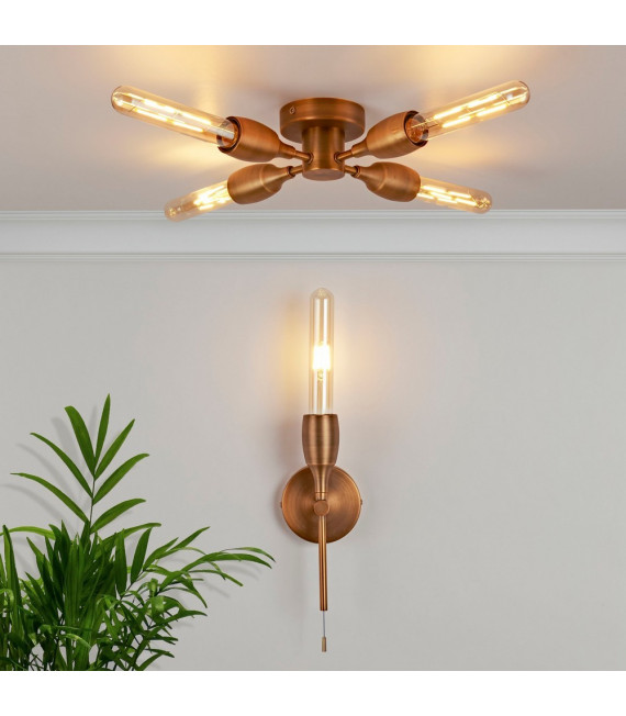 Ceiling Light Tubes Mild Steel Bronze 4 bulbs 8cm