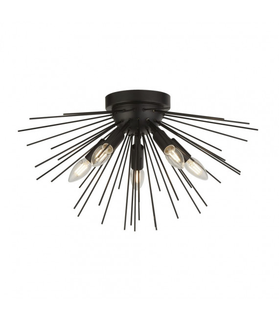 Plafón Sputnik Acero dulce Negro mate 5 bombillas 30cm