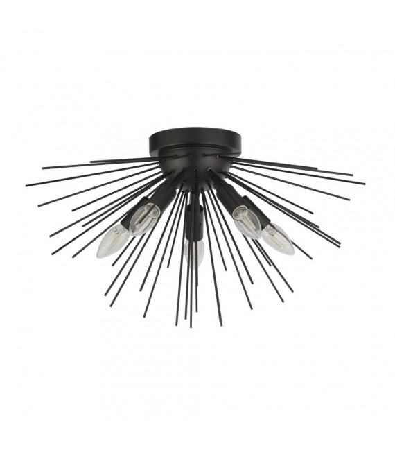 Plafoniera Sputnik Acciaio dolce Nero opaco 5 lampadine 30cm
