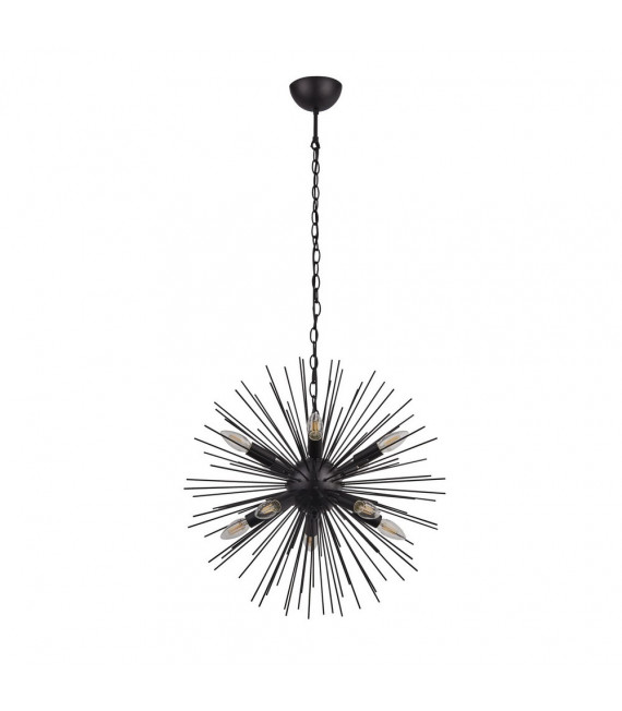 Sputnik-Anhänger Baustahl Mattschwarz 10 Glühbirnen 56cm