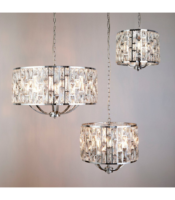 Suspension Bijou Acier doux Chrome 3 ampoules 37cm