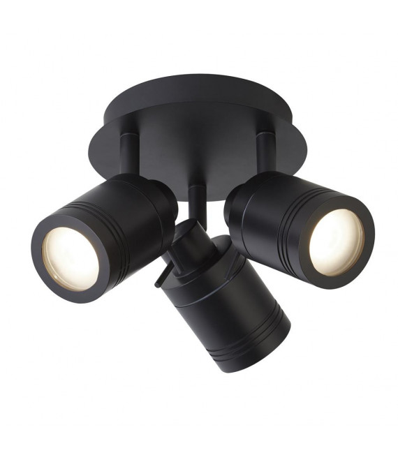 Plafón Spot Samson Acrílico, plástico, acero inoxidable, acero dulce Negro mate 3 bombillas 16cm