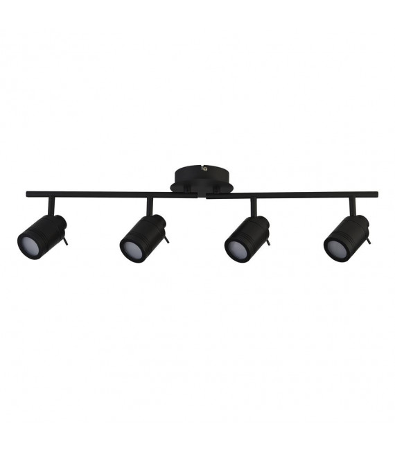 Barre de spots Samson Acrylique,plastique,acier inoxydable,acier doux Noir mat 4 ampoules 19,5cm