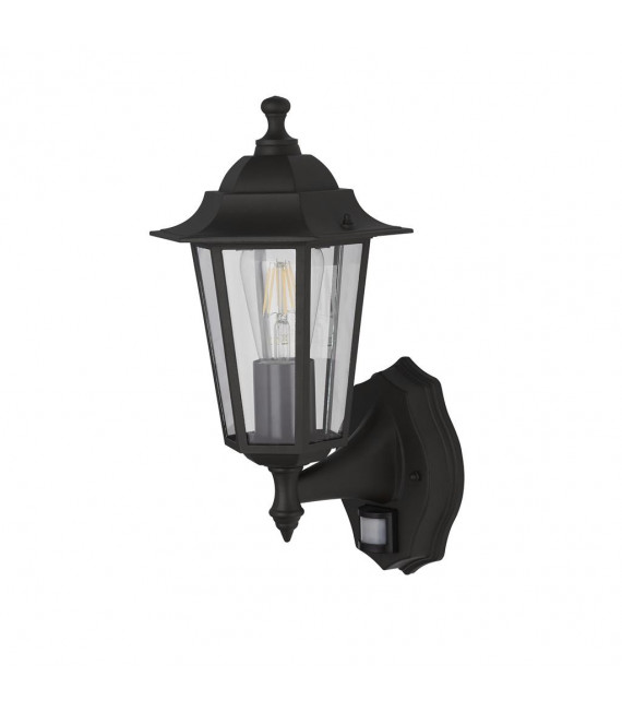 Sensor-Gartenleuchte Alex Glass, geformt schwarz matt, transparent 1 flammig 37cm