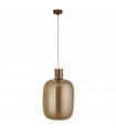 Barrel pendant Glass, mild steel Satin brass, Amber glass 1 bulb 48.5cm