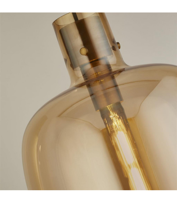 Barrel pendant Glass, mild steel Satin brass, Amber glass 1 bulb 48.5cm