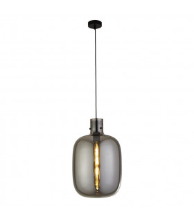 Barril colgante Vidrio, acero dulce Vidrio negro, ahumado 1 bombilla 48,5 cm