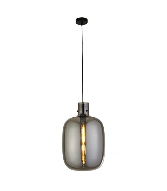Barrel pendant Glass, mild steel Black glass, smoked 1 bulb 48.5cm