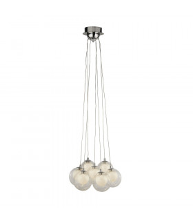 Suspension Cluster Acier doux Chrome 7 ampoules 120cm