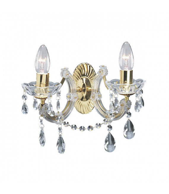 Aplique Marie Therese Vidrio cristal Latón pulido 2 bombillas 20cm