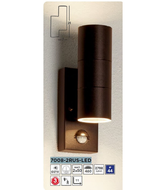 Metro sensor garden light Glass, stainless steel Rust brown 2 bulbs 21.5cm