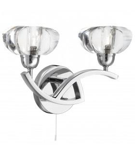 Aplique 2 bombillas Sculptured Ice, en cromo y vidrio