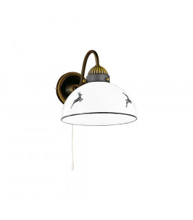Lampe avec abat jour Nonna Laiton antique 1 ampoule 20cm