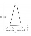 Nonna pendant lamp Matt antique brass 2 bulbs 25cm