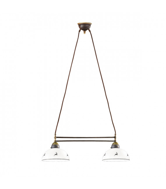 Suspension Nonna Laiton antique 2 ampoules 21cm