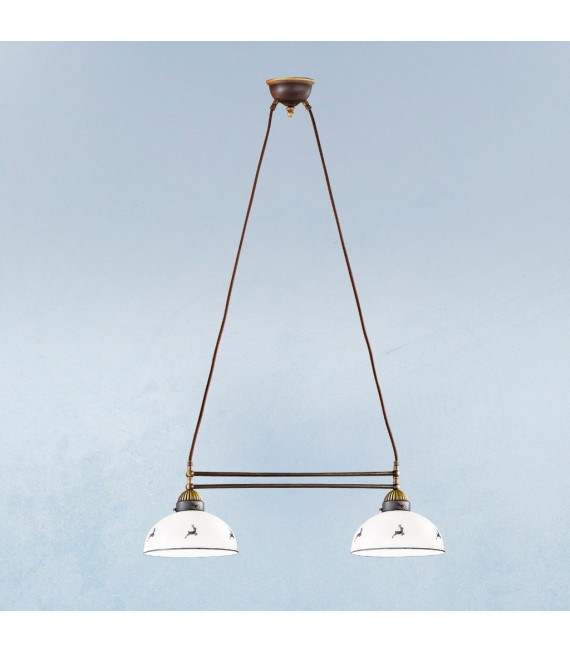 Lampada a sospensione Nonna Ottone antico 2 lampadine 21cm