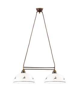 Suspension Nonna Laiton antique 2 ampoules 25cm
