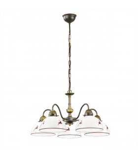 Lampada a sospensione Nonna Ottone antico 5 lampadine 35cm