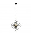 Diamond pendant Mild steel Black 3 bulbs 58cm