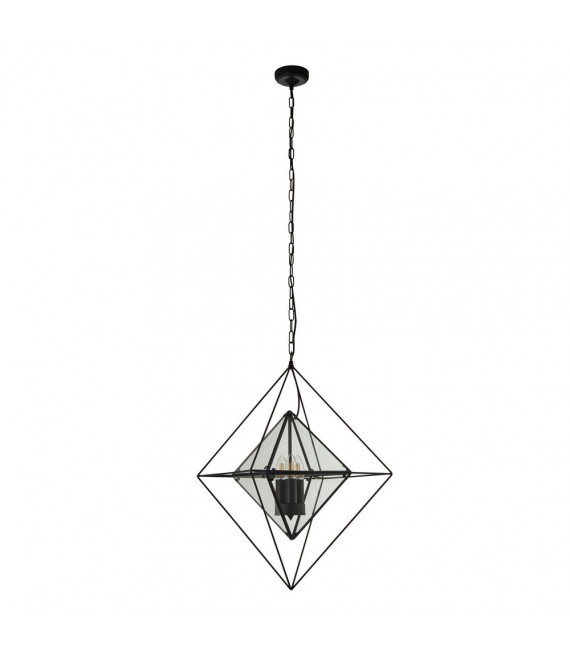 Diamant-Anhänger Stahl Schwarz 3-flammig 58cm