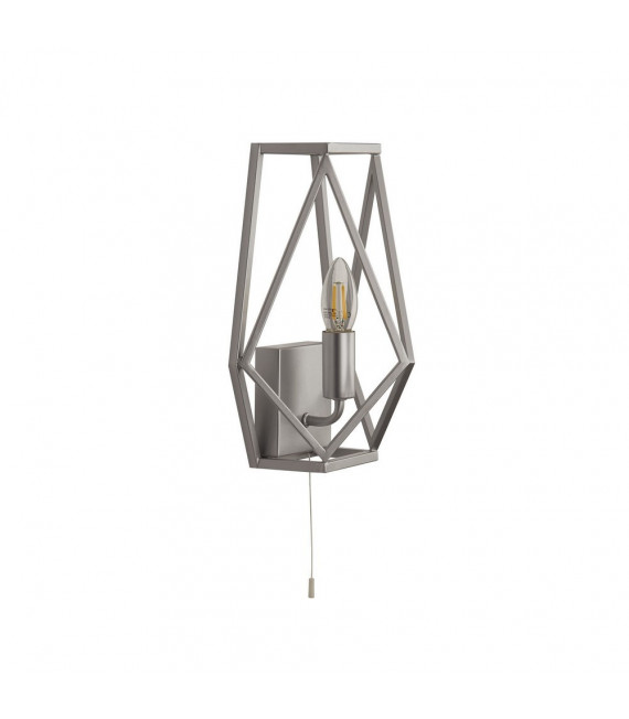 Wandleuchte Chassis Baustahl Satinsilber 1 Glühbirne 30cm