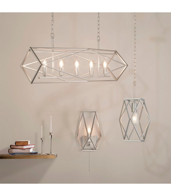 Applique murale Chassis Acier doux Argent satiné 1 ampoule 30cm