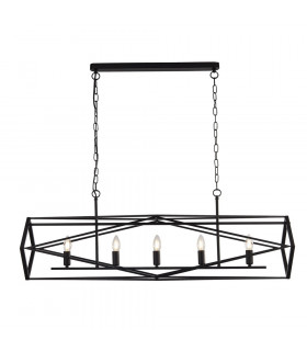 Chassis-Pendelleuchte Stahl matt schwarz 5-flammig 38cm