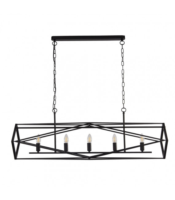 Suspension Chassis Acier doux Noir mat 5 ampoules 38cm