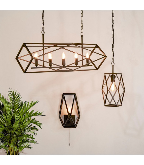 Sospensione telaio Acciaio dolce Nero opaco 5 lampadine 38cm