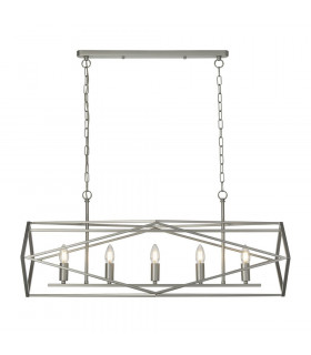 Suspension Chassis Acier doux Argent satiné 5 ampoules 38cm