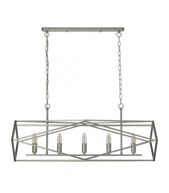 Chassis pendant light Mild steel Satin silver 5 bulbs 38cm