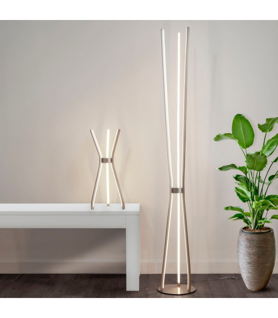 Treppiede Lampada da terra Alluminio Nichel satinato 3 lampadine 165cm