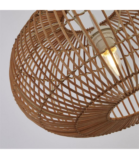 Pendente Bali Acciaio, Rattan Naturale 1 lampadina 26cm