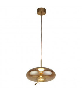 Lisbon Pendant Glass, mild steel Satin brass, Amber glass 1 bulb 30cm