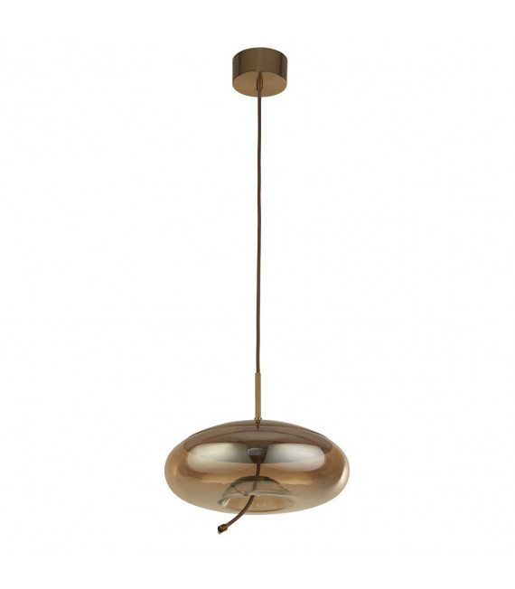 Sospensione Lisbon Vetro, acciaio dolce Ottone satinato, vetro ambrato 1 lampadina 30cm