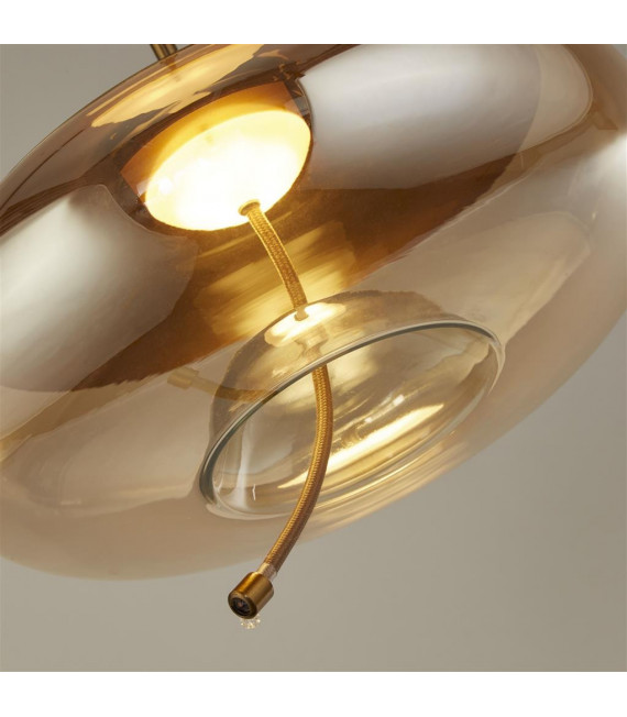 Lisbon Pendant Glass, mild steel Satin brass, Amber glass 1 bulb 30cm