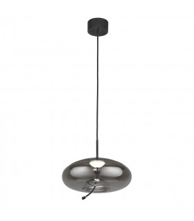 Suspension Lisbon Verre,acier doux Verre noir,fumé 1 ampoule 30cm