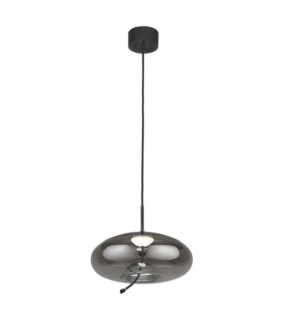 Lisbon Pendelleuchte Glas, Baustahl Schwarzes Glas, geräuchert 1 Glühbirne 30cm