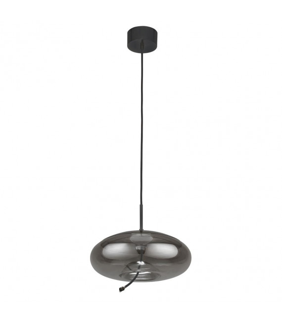 Suspension Lisbon Verre,acier doux Verre noir,fumé 1 ampoule 30cm