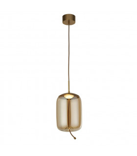 Lisbon Pendant Glass, mild steel Satin brass, Amber glass 1 bulb 43cm